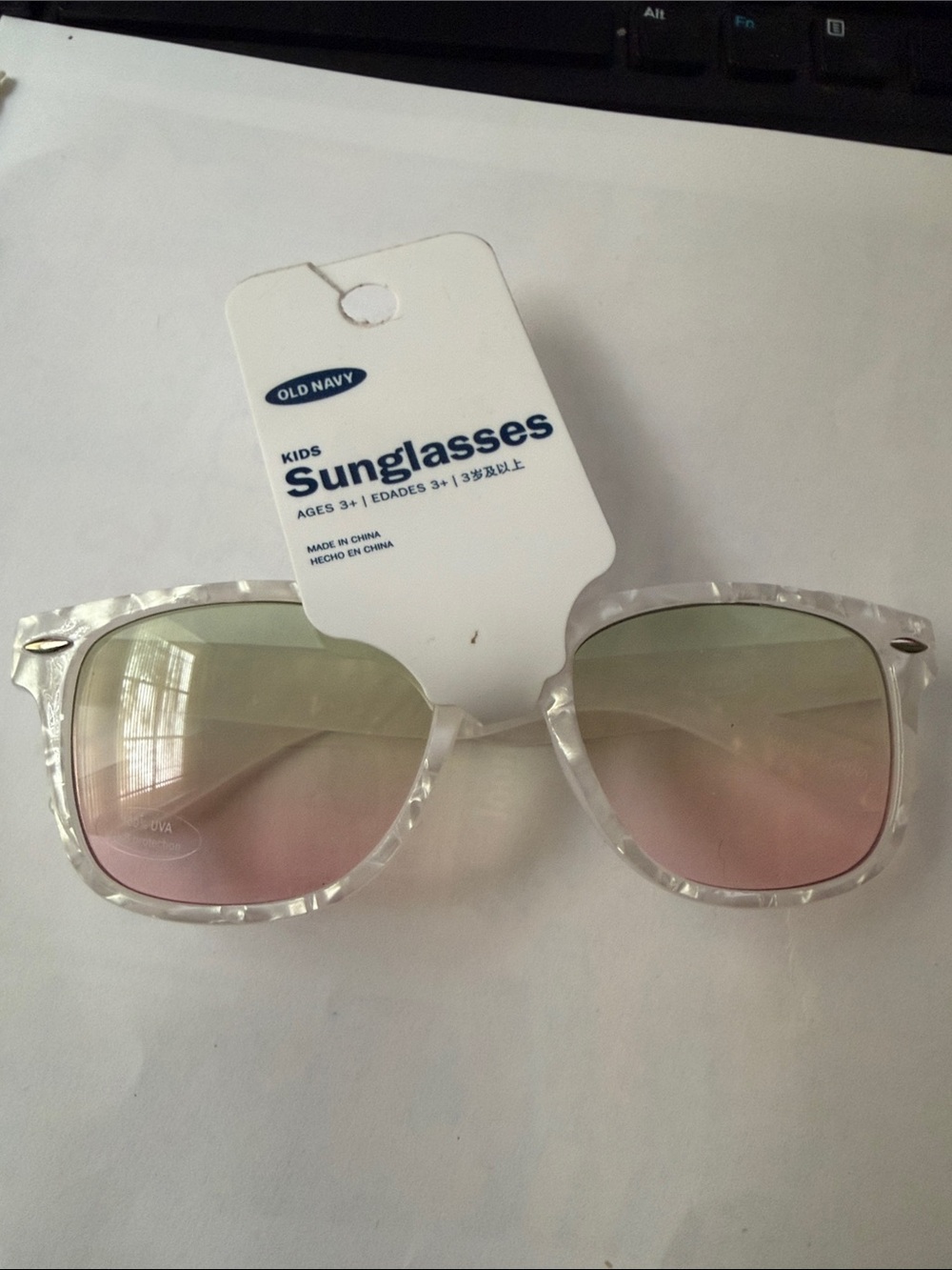 Old Navy Kids Clear Pearl Frame Sunglasses with Pink Gradient Lenses